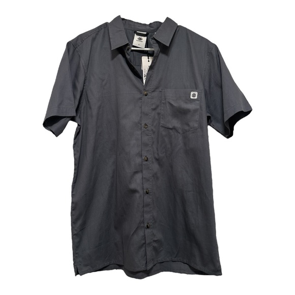 Element Gray Casual Button Organic Cotton Button Down Short Sleeve Shirt Size M - Picture 1 of 4